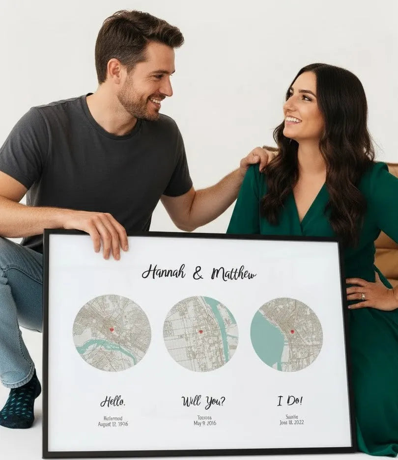 Couple’s Love Story Map | Custom Engagement & Wedding Frame starmapsuae.myshopify.com