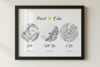Couple’s Love Story Map | Custom Engagement & Wedding Frame