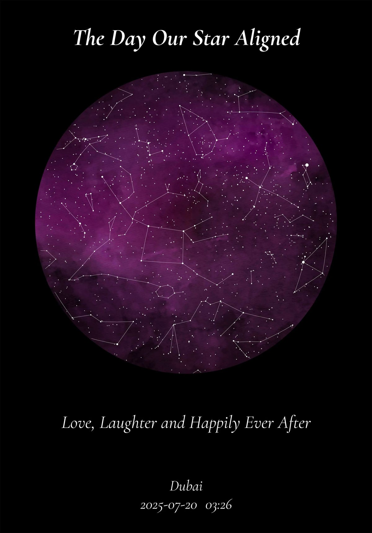 Personalised Velvet Nights star map of the night he was born, a birthday gift for a husband in the UAE