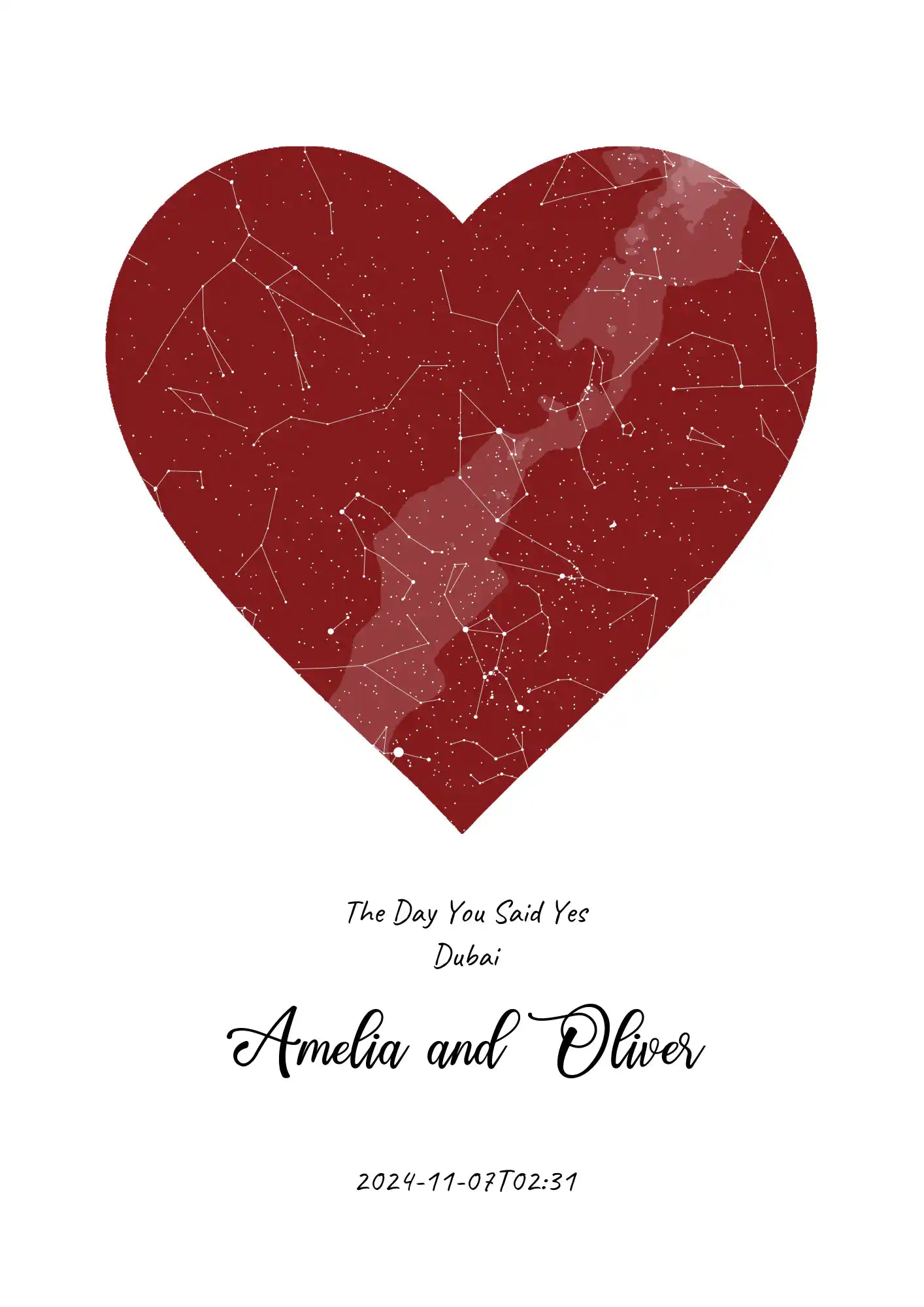 Star Map With Heart - Star Maps UAE