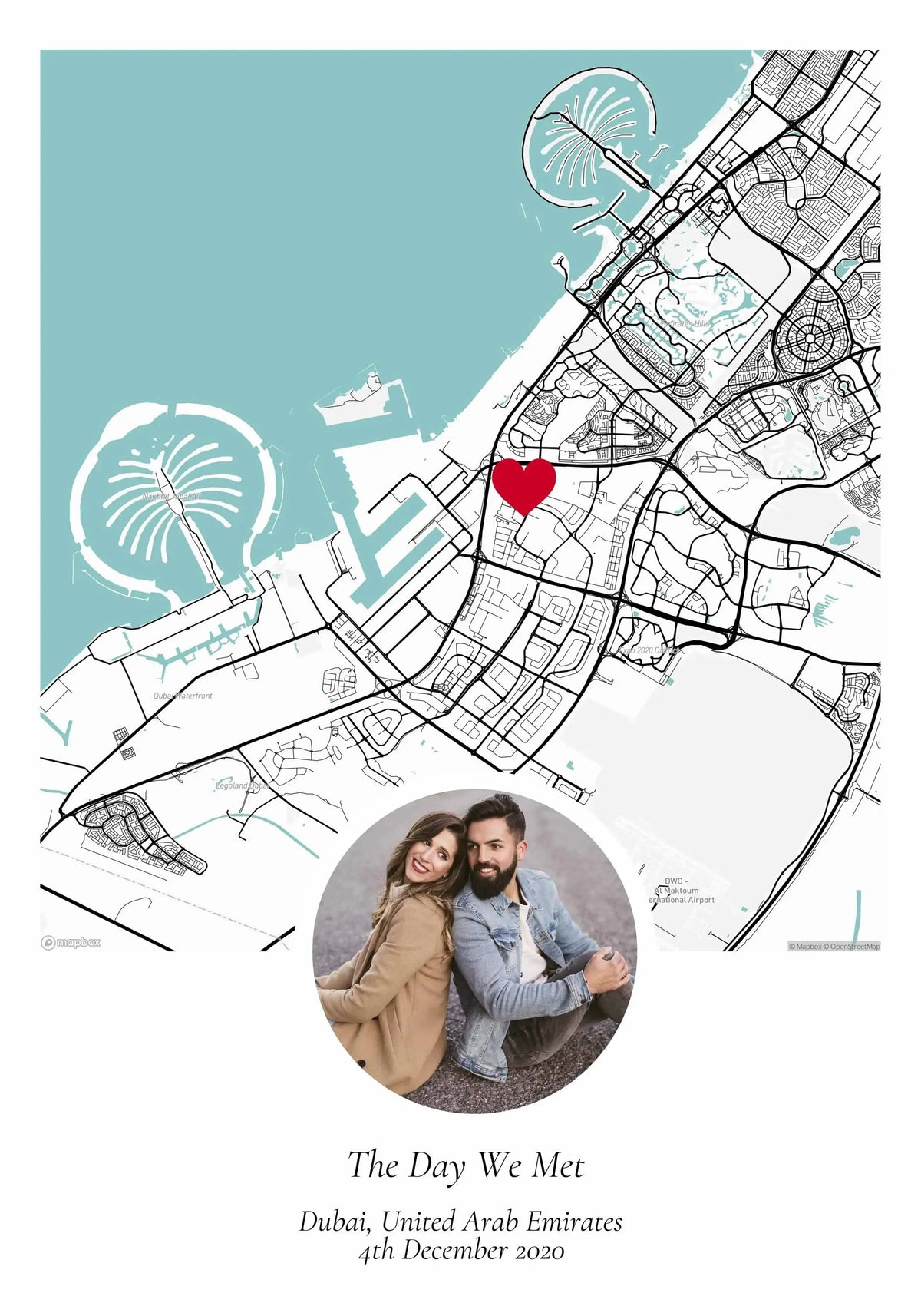 25th Anniversary Gift: Where We Met Map with Photo Star Maps UAE