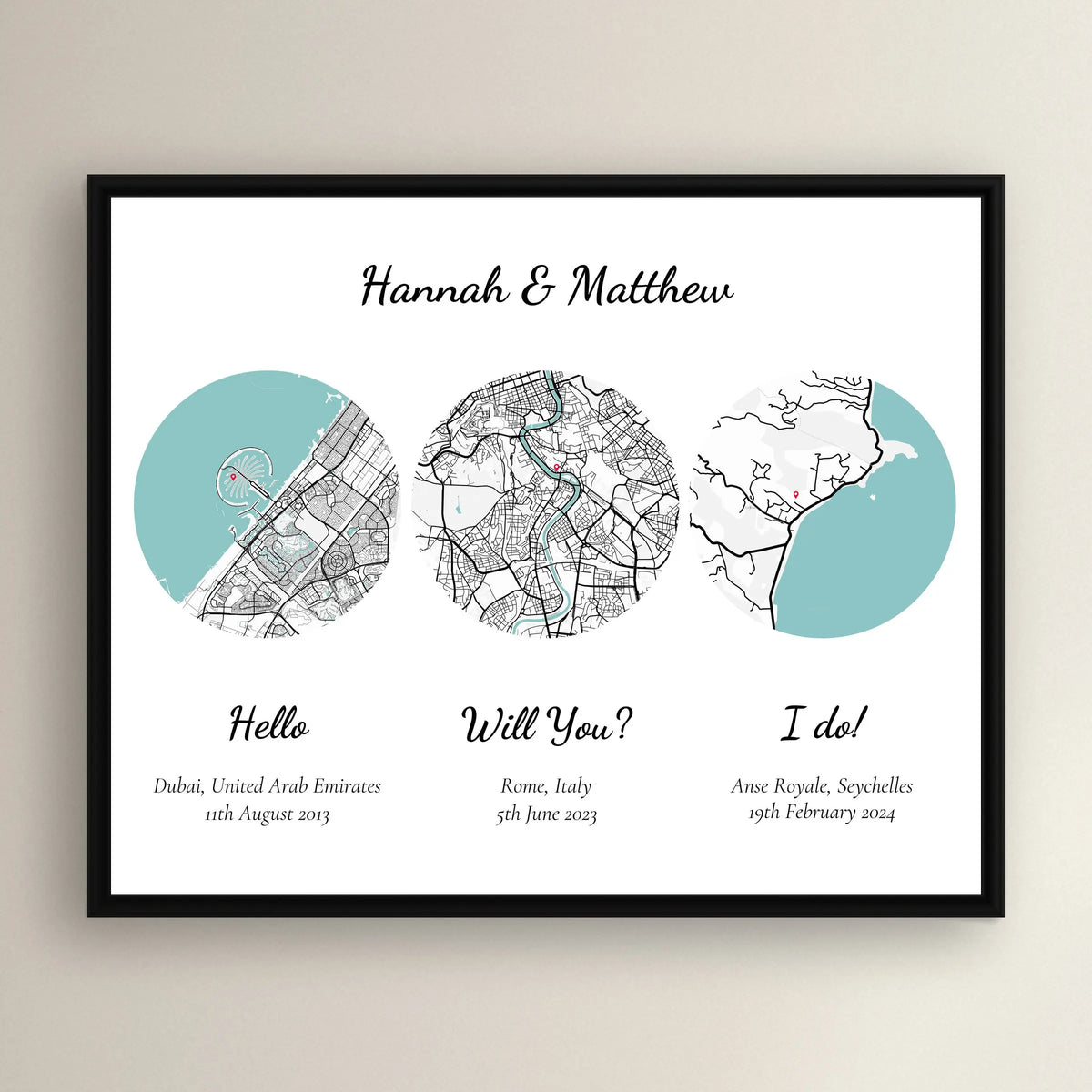 Couple’s Love Story Map | Custom Engagement & Wedding Frame Star Maps UAE