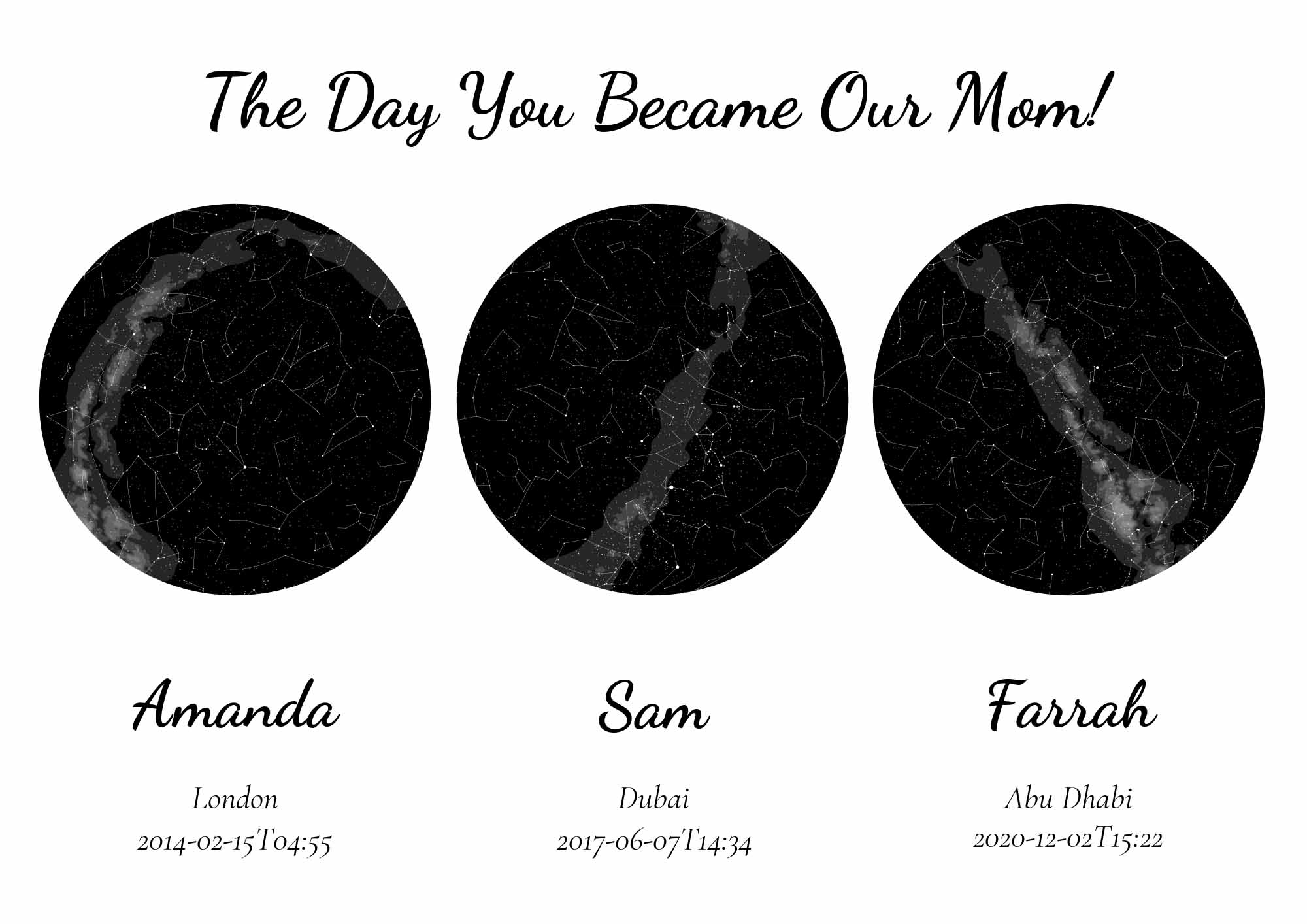Mothers Day Triple Star Map - Star Maps UAE