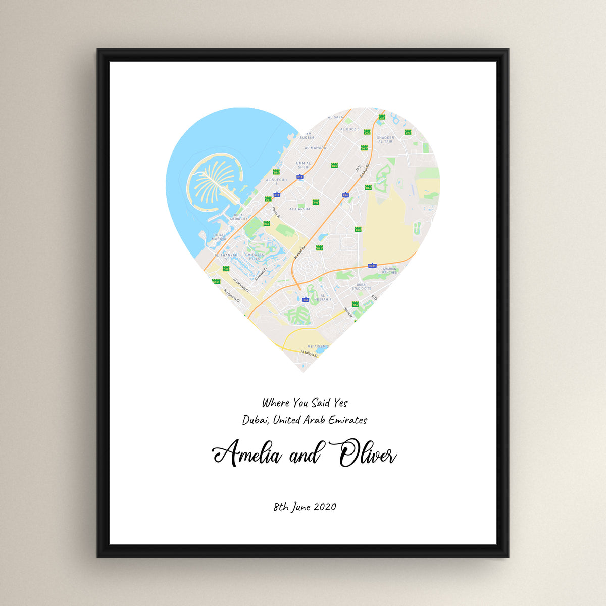 Heart Shaped City Map - Star Maps UAE