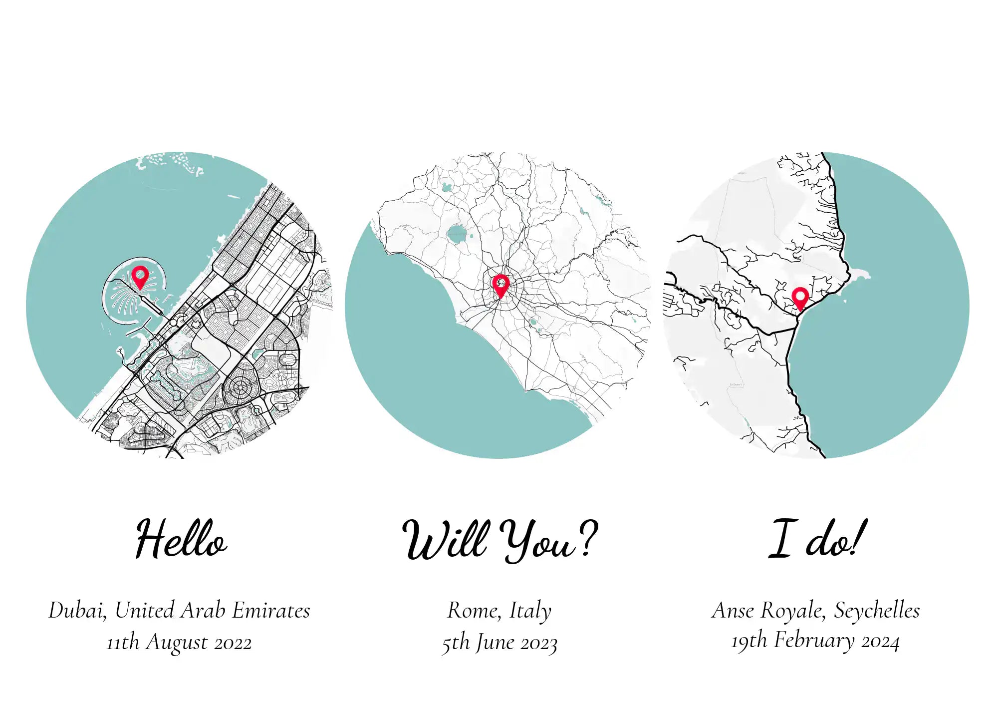 Couple’s Love Story Map | Custom Engagement & Wedding Frame - Star Maps UAE