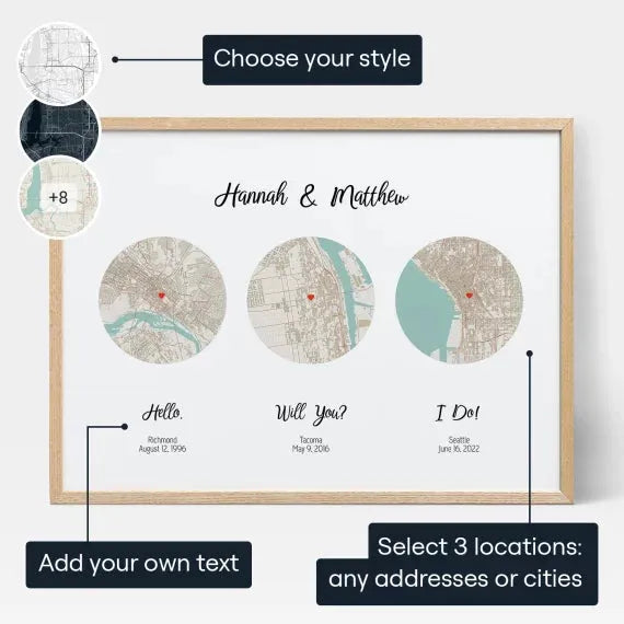 Couple’s Love Story Map | Custom Engagement & Wedding Frame starmapsuae.myshopify.com